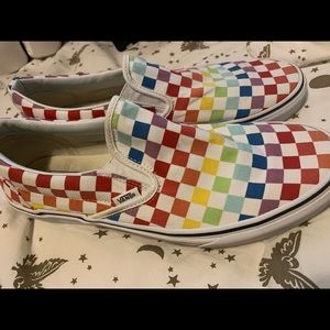 Vans Rainbow Checkerboard Slip-Ons